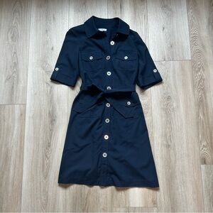 Navy Button Up Dress